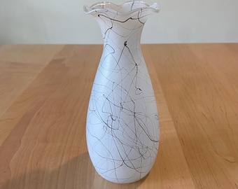 Vintage Anchor Hocking Drizzle Vase: 1950s Mid-Century Modern Frosted Glass