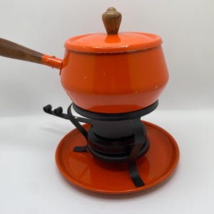 Vintage Mid-Century Enameled Aluminum Fondue Pot SMALL