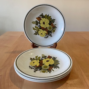Vintage Grindley Mayflower Dinner Plates (Set of 4) - Retro Floral Stoneware