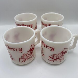 Set of 4 - Vintage Hazel Atlas Tom & Jerry Egg Nog Mugs