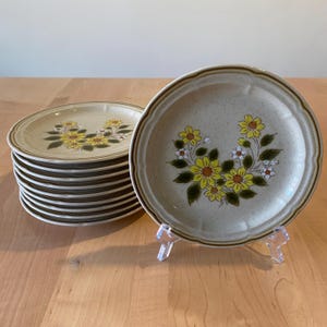 Crown Manor Handpainted Stoneware - Spring Daisy Bread Plates