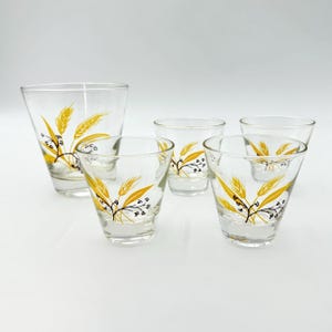 Century Service Autumn Gold 5 Piece Set - Four Small Tumblers and One Double Old Fashioned Tumbler