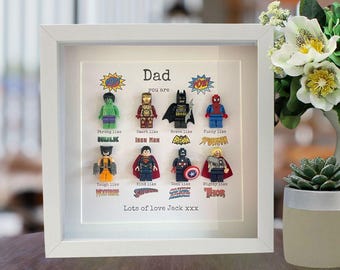 Moldura personalizada de super-herói com 8 figuras, presentes para o pai, presentes para ele, presentes de super-heróis para o dia dos pais, dia dos pais