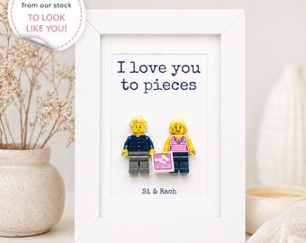 Personalised Couples Minifigure Frame, Personalised Frame, Gifts for couples, Personalised Valentines gift, Gifts for Valentines,
