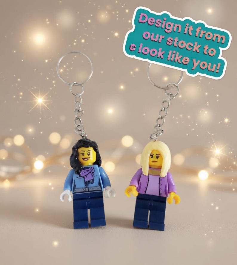 Personalized LEGO® Minifigure Keyring: Custom Valentines Day Gift, Valentines gifts image 1