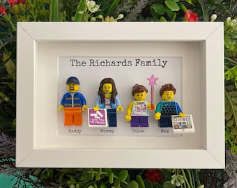 Cornice personalizzata per minifigure di famiglia, cornice personalizzata, regali per coppie, regalo personalizzato per San Valentino, regali per San Valentino,