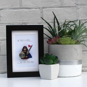 Personalized LEGO® Superhero Mum Gift, Framed Art