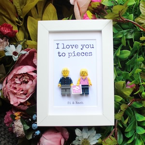 Personalised Couples Minifigure Frame, Personalised Frame, gifts for Valentines, Gifts for couples, Personalised minifigures, gifts for him