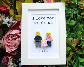 Moldura personalizada para minifiguras de casal, Moldura personalizada, presentes para namorados, Presentes para casais, Minifiguras personalizadas, presentes para ele