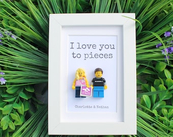 Cornice personalizzata per minifigure di San Valentino, Cornice personalizzata, regali per San Valentino, regali per coppie, minifigure personalizzate