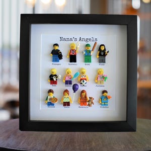 Cornice per minifigure LEGO® personalizzata, idea regalo per San Valentino, regalo per la festa del papà, idea per famiglie, regali per famiglie