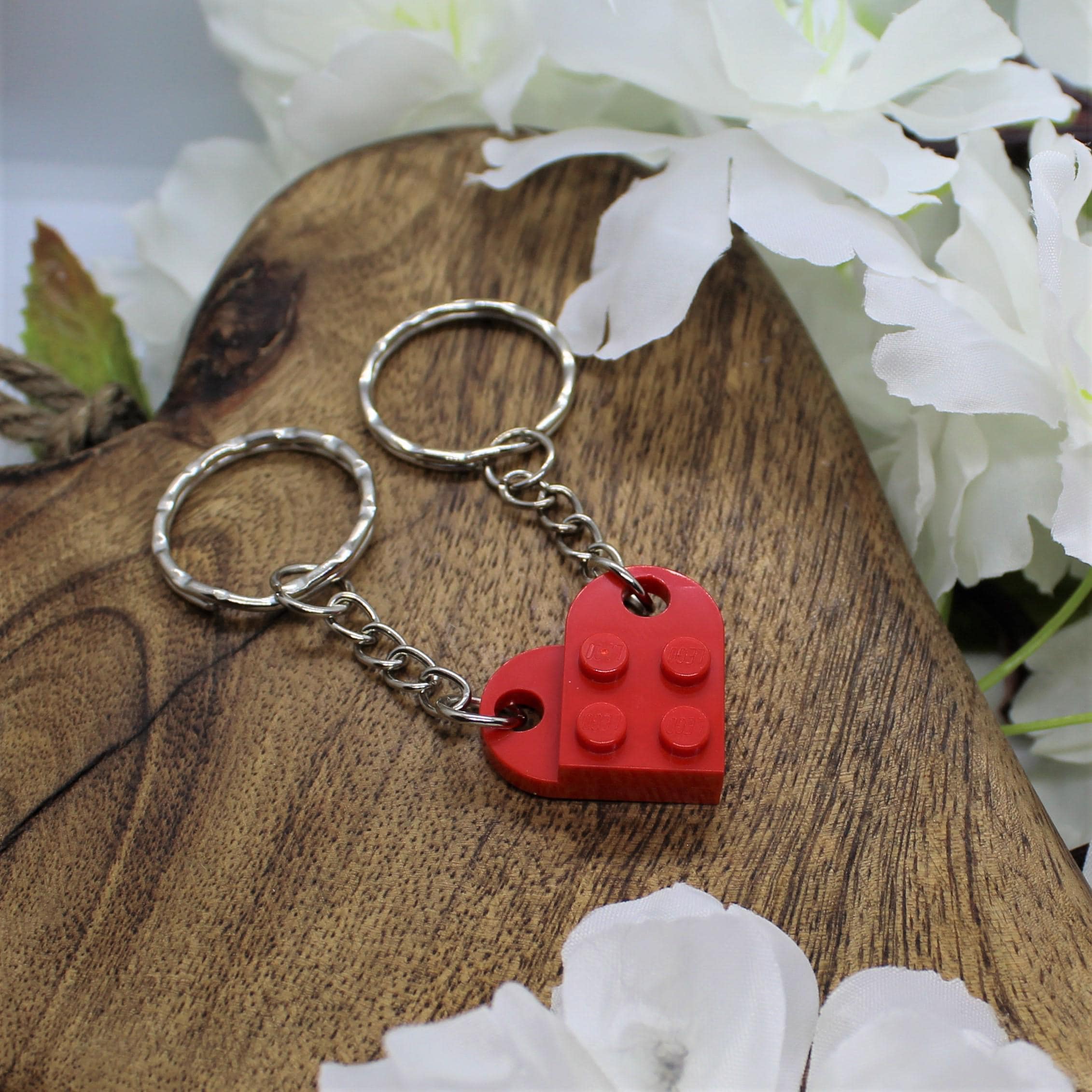 LEGO® Heart Keyring: Couple Keychain - Fun Gift, Valentines Day