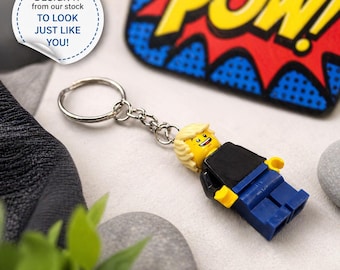 Personalized LEGO® Minifigure Keyring: Bespoke Collectible Gift, Valentines gifts, gifts for him
