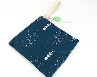 Leak Proof Organic Cotton Wet Bag / Large / Moon Phases