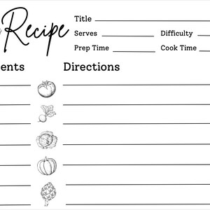 25 Printable Recipe Cards Etsy