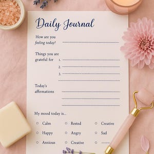 Daily Gratitude Journal Template – Printable & Digital | Self-Care Planner | Mindfulness and Reflection PDF