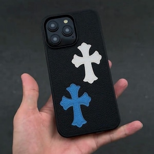 Gothic Y2K Kreuz Leder iPhone Hülle | Grunge Ästhetische stoßfeste Telefonhülle, schützendes Geschenk für sie