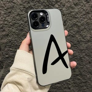 Funda personalizada para iPhone con una sola letra: funda con inicial personalizada para parejas, iPhone 16, 15, 14, 13, 12, 11 Pro Max Plus, color plateado o negro