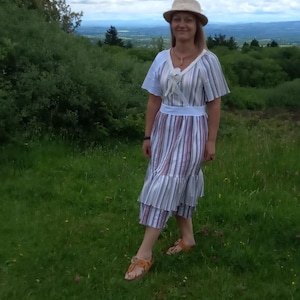 Handmade midi dress, Upcycled dress, Boho dress, One of the kind