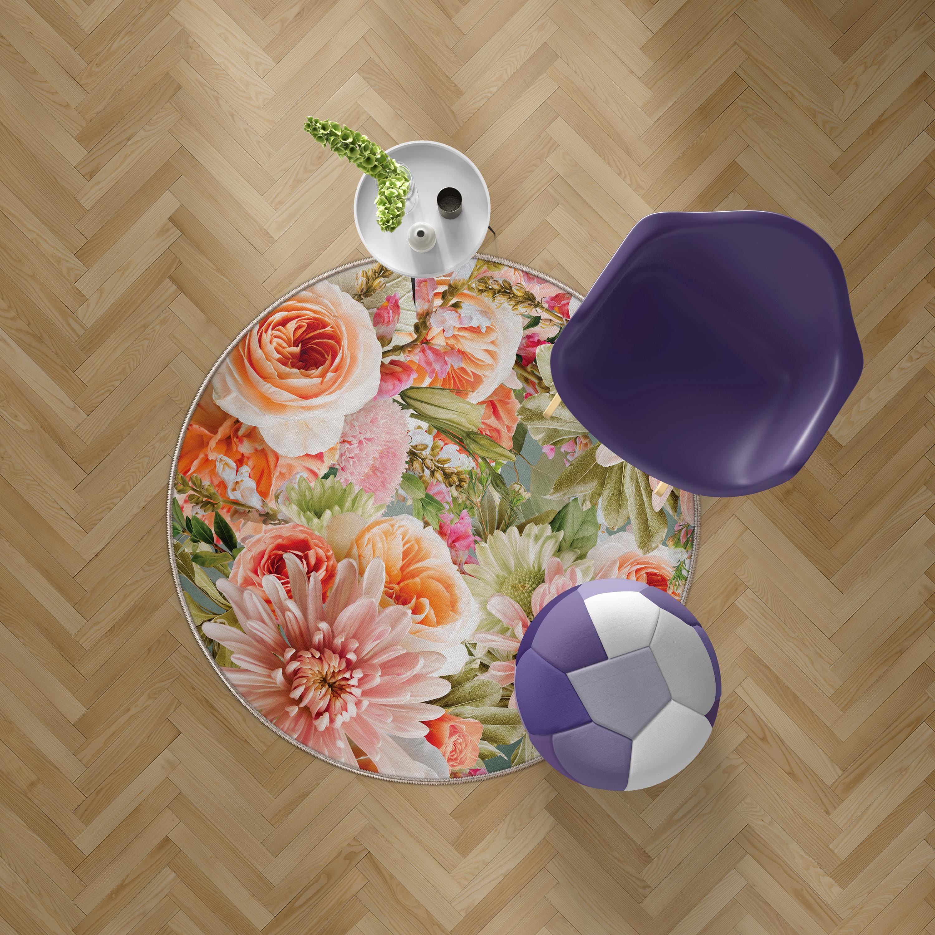 Bellini Floral Art Rug, Flower Art Rug, Art Deco Area Cover, Abstract ...
