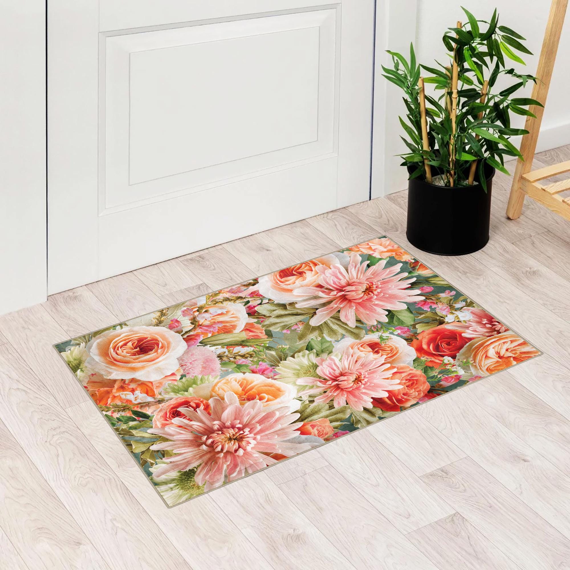 Bellini Floral Art Rug, Flower Art Rug, Art Deco Area Cover, Abstract ...