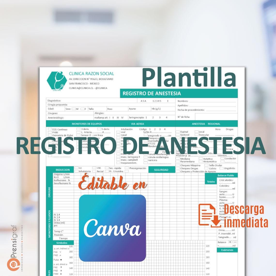 Anesthesia Record Template, Veterinary Anesthesia Log, Surgery ...