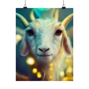 Impression d'affiche animal cosmique « chèvre » - impression d'art série carte Oracle - plusieurs tailles - affiches verticales mates de qualité supérieure - divination magique