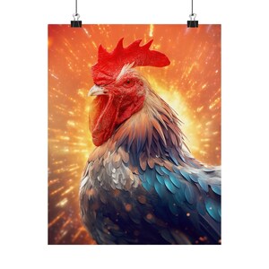 Posterprint kosmisch dier 'Haan' - Oracle Card Series Art Print - Meerdere formaten - Premium matte verticale posters - magische waarzeggerij