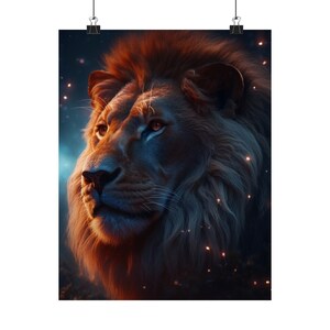 Posterprint kosmisch dier 'leeuw' - Oracle Card Series Art Print - Meerdere formaten - Premium matte verticale posters - magische waarzeggerij