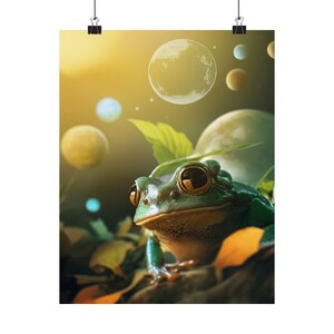 Impression affiche animal cosmique « grenouille » - impression d'art série carte Oracle - plusieurs tailles - affiches verticales mates haut de gamme - divination magique