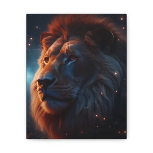 Kosmisch dier 'leeuw' - in galerie verpakte canvasprint - Oracle Deck Image Print - mixed mediakunst - magische goddelijke orakelkunst