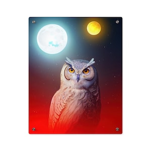 Kosmische Tier 'Eule' Acryl Wand Kunst Tafel - fertig zum Aufhängen - Tarot Karten Kunst - Göttliche Orakel Tarot Weissagung Kunstwerk
