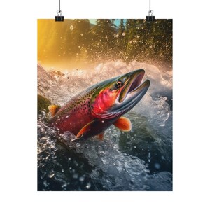 Posterafdruk met kosmische dieren 'Zalm' - Oracle Card Series Art Print - Meerdere formaten - Premium matte verticale posters - magische waarzeggerij