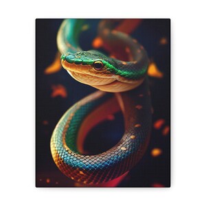 Kosmisch dier 'slang' - in galerie verpakte canvasafdruk - Oracle Deck Image Print - Mixed Media Art - Magic Divine Oracle Art