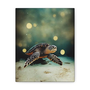 Kosmisch dier 'Zeeschildpad' - in galerij gewikkelde canvasprint - Oracle Deck Image Print - mixed mediakunst - magische goddelijke orakelkunst