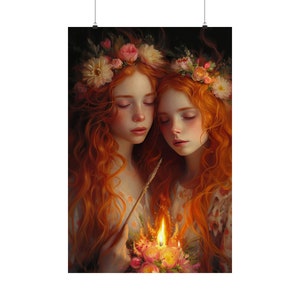 Impression d'affiche de tarot « Quatre baguettes » - Impression d'art de la série de cartes de tarot - Plusieurs tailles - Posters verticaux mats haut de gamme - Divination magique