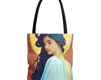 Nemamiah Tote Bag - Large Medium Small - Art Bag -  Guardian Angel Double Sided Purse - Carry All Bag - Spiritual Gift - Divine Oracle Art
