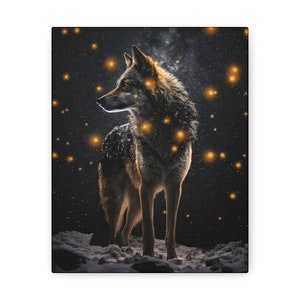 Kosmisch dier 'Wolf' - in galerie verpakte canvasprint - Oracle Deck Image Print - Mixed Media Art - magische goddelijke orakelkunst