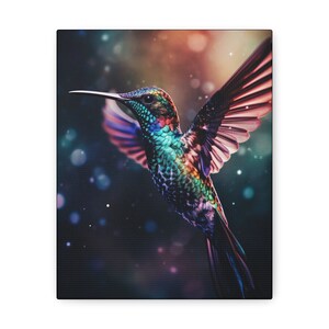 Kosmisch dier 'Kolibrie' - in galerij gewikkelde canvasprint - Oracle Deck Image Print - mixed mediakunst - magische goddelijke orakelkunst