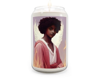 Iah Hel Candle  - Scented Candle, 13.75oz - Religious Prayer Candle - Guardian Angel artwork - Divine Inspired Angel Magic Oracle Art