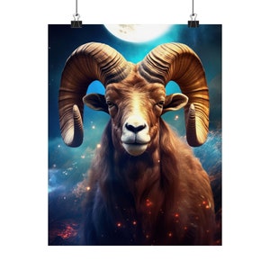 Posterprint kosmisch dier 'Ram' - Oracle Card Series Art Print - Meerdere formaten - Premium matte verticale posters - magische waarzeggerij