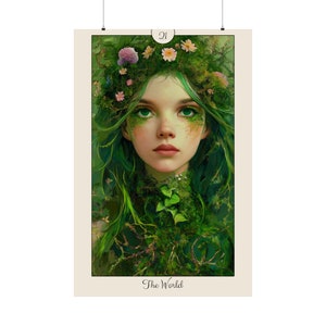 Tarot 'The World' com borda de tarô - Impressão de pôster - Impressão artística da série de cartas de tarô - Vários tamanhos - Pôsteres verticais foscos premium