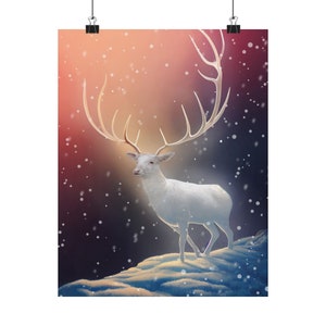 Posterprint kosmisch dier 'Stag' - Oracle Card Series Art Print - Meerdere formaten - Premium matte verticale posters - magische waarzeggerij