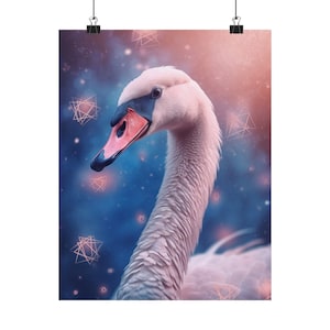 Posterprint kosmisch dier 'Zwaan' - Oracle Card Series Art Print - Meerdere formaten - Premium matte verticale posters - magische waarzeggerij