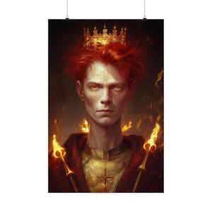Impression d'affiche de tarot « Le roi des baguettes » - Impression d'art de la série de cartes de tarot - Plusieurs tailles - Posters verticaux mats de qualité supérieure - Divination magique