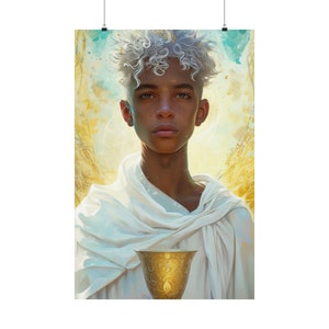 Impression d'affiche de tarot « Page of Cups » - Impression d'art de la série de cartes de tarot - Plusieurs tailles - Posters verticaux mats haut de gamme - Divination magique