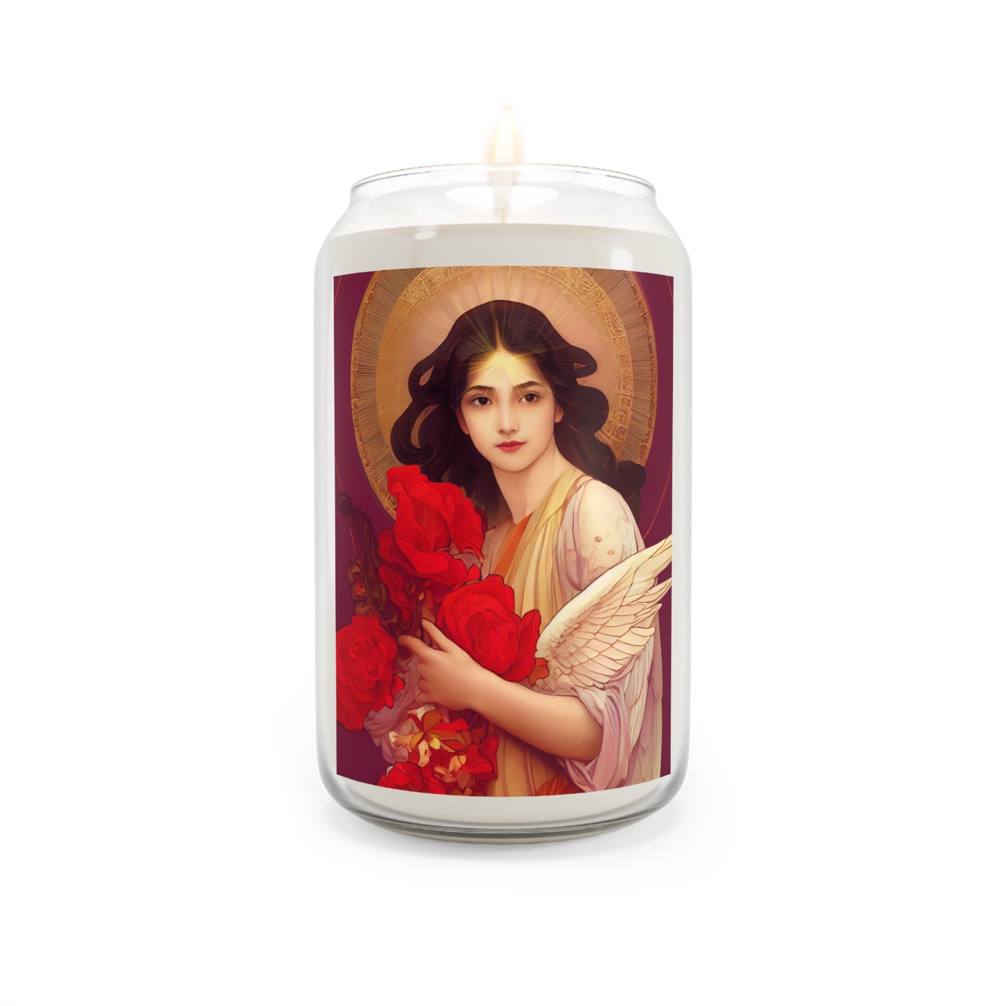 Sitael Candle  - Scented Candle, 13.75oz - Religious Prayer Candle - Guardian Angel artwork - Divine Inspired Angel Magic