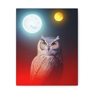 Kosmisch dier 'Uil' - in galerie verpakte canvasprint - Oracle Deck Image Print - mixed mediakunst - magische goddelijke orakelkunst