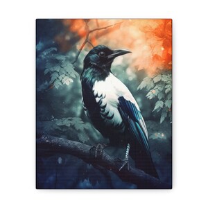 Kosmisch dier 'Ekster' - in galerij gewikkelde canvasprint - Oracle Deck Image Print - Mixed Media Art - magische goddelijke orakelkunst