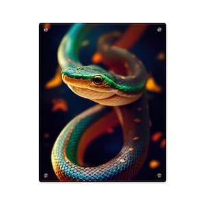 Cosmic Animal 'Snake' Acryl Wand Kunst Panel - Bereit zum Aufhängen Acryl Druck - Tarot Karte Kunst - Göttliche Orakel Tarot Weissagung Kunstwerk